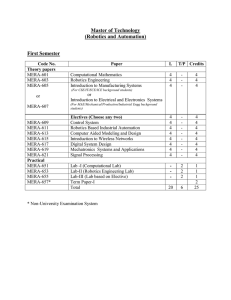 Master of Technology (Robotics and Automation) First Semester