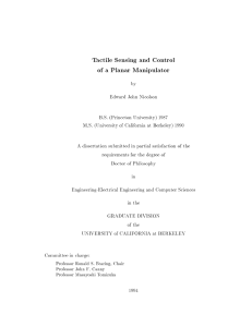 Tactile Sensing and Control of a Planar Manipulator