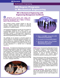 MS in Mechanical Engineering with Engineering Management