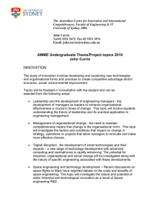 AMME Undergraduate Thesis/Project topics 2016 John Currie