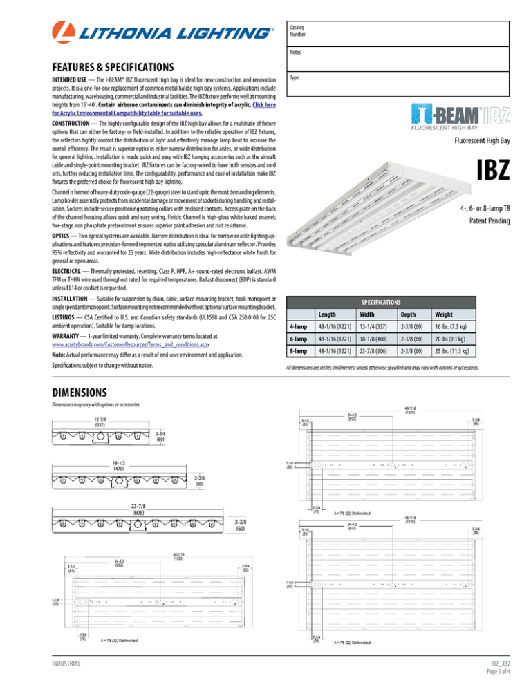 Spec Sheet Acuity Brands