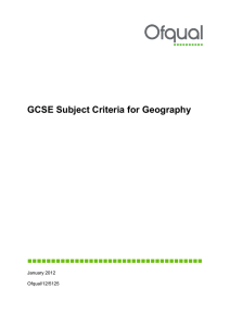 GCSE Subject Criteria for Geography