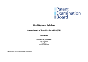 Final Diploma Syllabus Amendment of Specifications FD3 (P4)