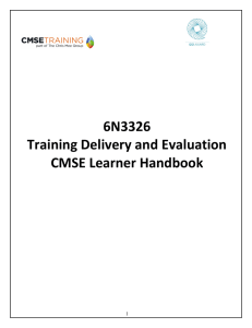 6N3326 Training Delivery and Evaluation CMSE Learner Handbook