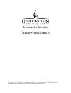 Teacher Work Sample - Huntington University