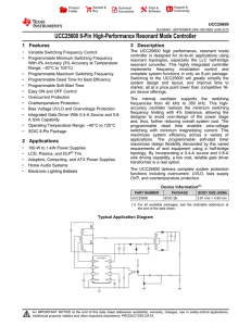 ucc25600 8-Pin High-Performance Resonant Mode Controller (Rev