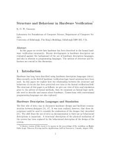 Structure and Behaviour in Hardware Veri cation 1 Introduction