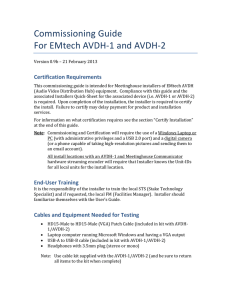 Commissioning Guide For EMtech AVDH-1 and AVDH-2