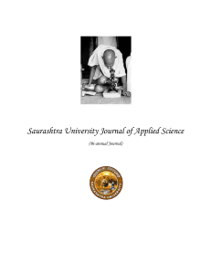 Saurashtra University Journal of Applied Science