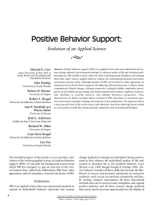 Positive Behavior Support: Evolution of an Applied Science