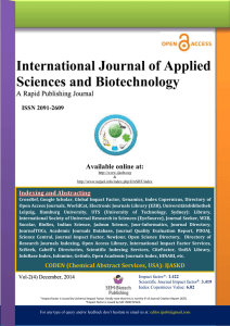 International Journal of Applied Sciences and Biotechnology