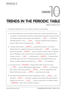 trends in the periodic table - Atomic Theory and Periodic Table