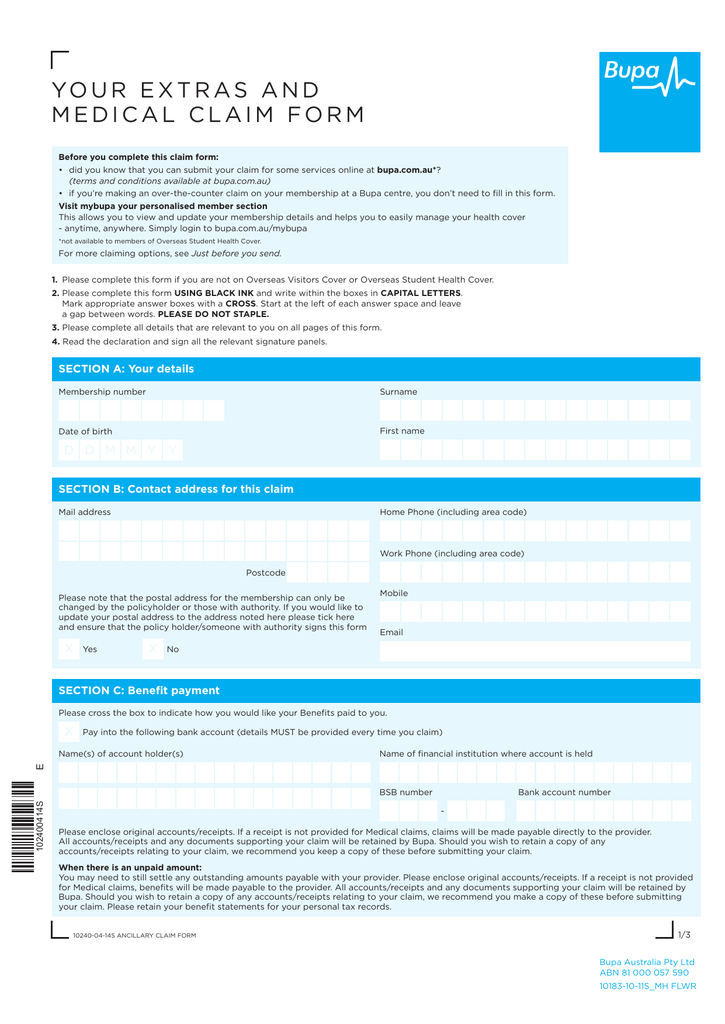 Oman Bupa Reimbursement Form Fill Online, Printable,, 51% OFF