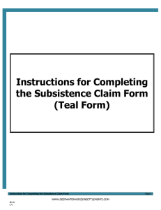 Instructions for Completing the Subsistence Claim Form