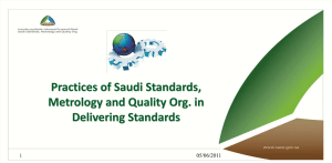 Practices of Saudi Standards, Metrology and Quality Org. in