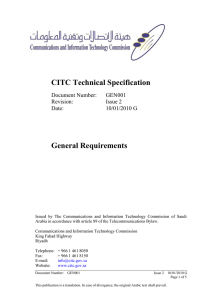 CITC Technical Specification General Requirements