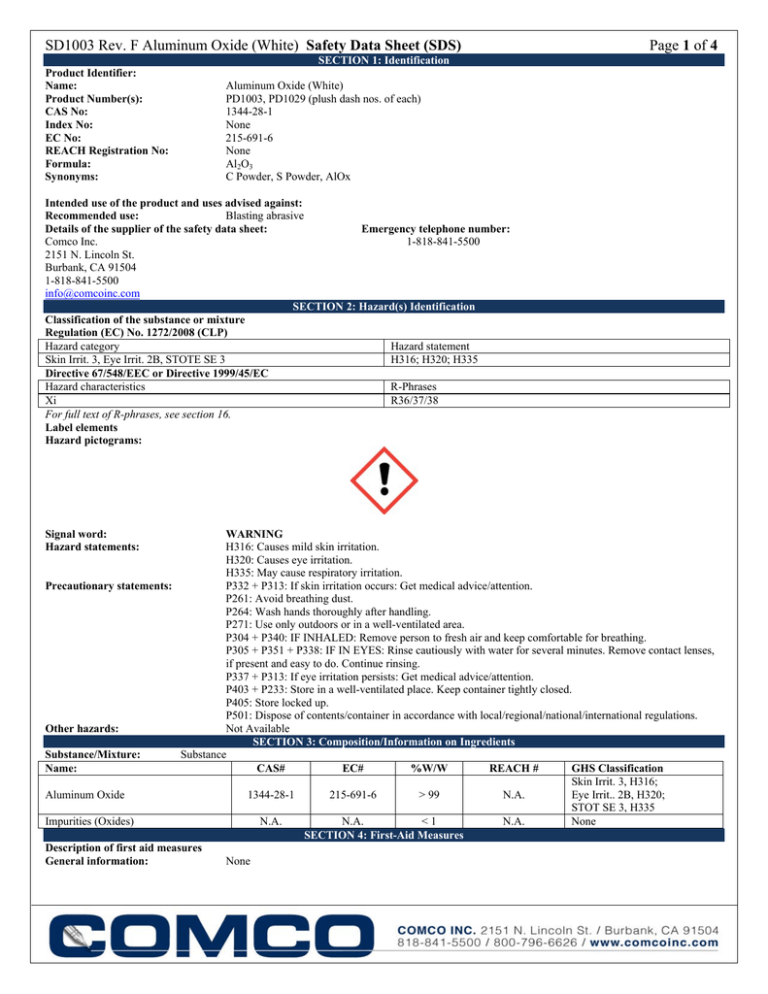 Aluminum Chlorohydrate Safety Data Sheets