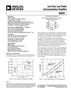 AD620 Low Cost, Low Power Instrumentation Amplifier Data Sheet
