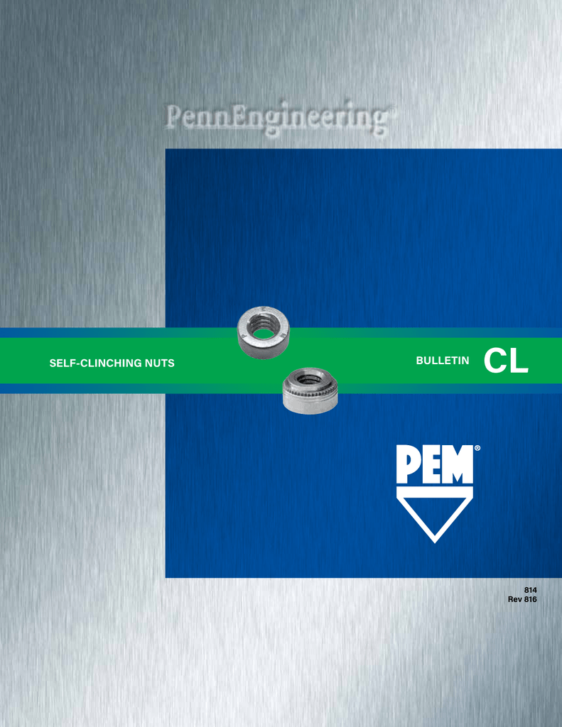 SS Pem Self-Clinching Nuts Unified SP CLSS Types S S-0820-1ZI CLS 