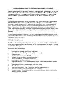 Uninterruptible Power Supply (UPS) Information Involving MTS Test