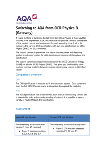 GCSE Physics from OCR Physics B (GATEWAY) Switching to AQA