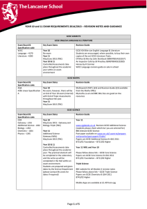 YEAR 10 and 11 EXAM REQUIREMENTS 2014/2015 – REVISION