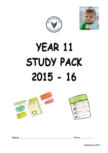 Year 11 Study Pack 2015 2016