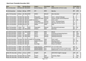 Mock Exam Timetable December 2015