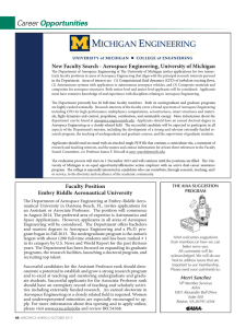 New Faculty Search - Aerospace Engineering, University of Michigan