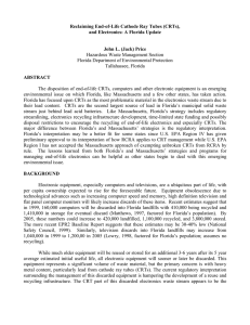 Reclaiming End-of-Life Cathode Ray Tubes (CRTs), and Electronics