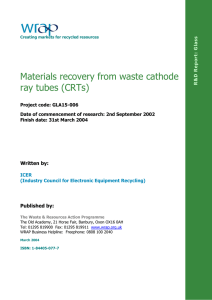 Materials recovery from waste cathode ray tubes