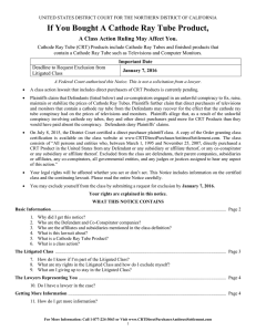 Litigated Class Notice - Cathode Ray Tube Antitrust Litigation