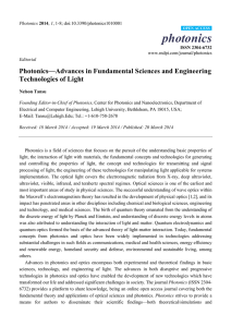 Photonics—Advances in Fundamental Sciences and Engineering