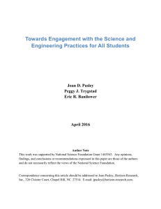 Towards Engagement with the Science and Engineering Practices