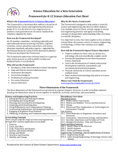 Framework for K-12 Science Education Fact Sheet