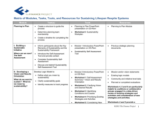 Worksheet 1: Workplan for Sustainability Planning