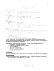 HOD1700 Spring 2011 Syllabus