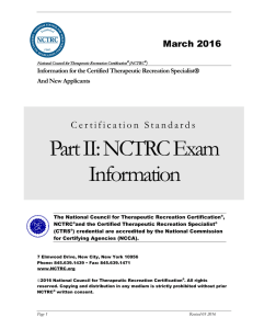 Part II NCTRC Exam Information - National Council for Therapeutic