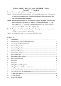 Explanatory Notes on Costings