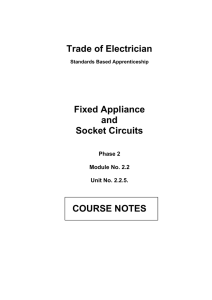 Trade of Electrician Fixed Appliance and Socket Circuits COURSE