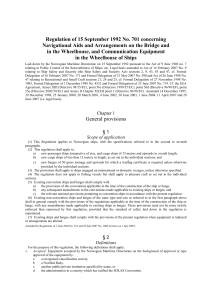 Regulation of 15 September 1992 No. 701 concerning Navigational