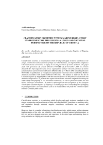 classification societies within marine regulatory environment of the