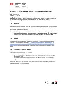 A-1 (rev. 8) Measurement Canada Conducted Product Audits