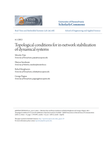 Topological conditions for in-network stabilization of dynamical