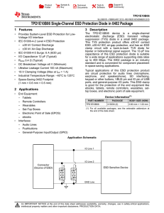 TPD1E10B06 Single-Channel ESD Protection Device in 0402