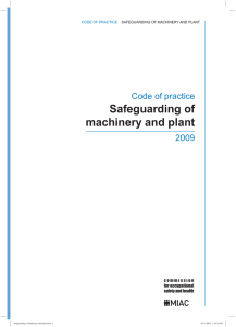 Code of practice - Safeguarding of machinery and plant