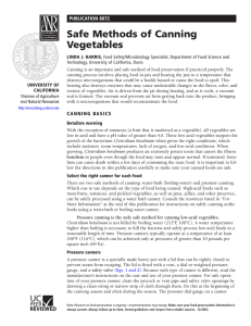 Safe Methods of Canning Vegetables