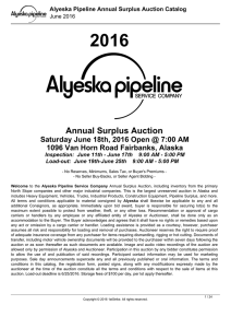 Alyeska Pipeline Annual Surplus Auction Catalog June