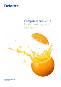 Companies Act, 2013 Fresh thinking for a new start
