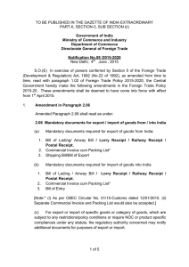 Notification No.08 /2015-2020 - Directorate General of Foreign Trade